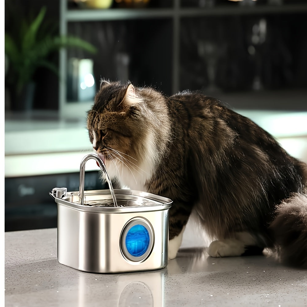 3.2L Automatic Cat & Dog Water Fountain – Stainless Steel Pet Water Dispenser with Multi-Filtration System, Visible Window, Motion Sensor, 2 Flow Modes, Silent Pump, Easy to Clean, for Cats Dogs Rabbits
