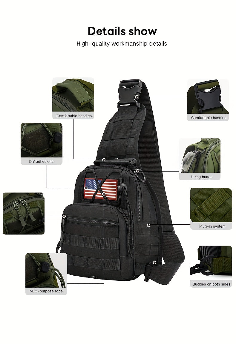 Tactical Sling Backpack – Lightweight Crossbody Daypack for Cycling, Hiking, Travel & Daily Use, Multiple Colors with Flag Patch Option