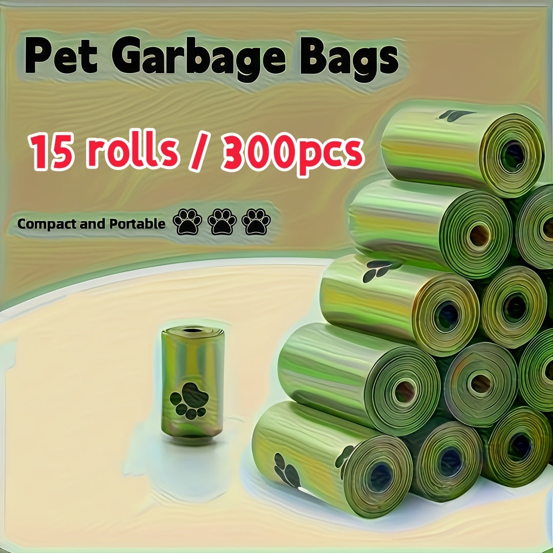Dog Poop Bags 300 Count 15 Rolls - Thick Leak-Proof Pet Waste Bags with Cute Claw Print Design, Durable Bulk Dog Waste Bags for Outdoor Walks, Parks & Travel, Biodegradable-Friendly Pet Cleanup Bags