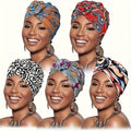 African Turban Headwraps for Women 5 Pack – Pre-Knotted Bohemian Beanie Hair Covers with Multicolor Knots for Daily Wear, Parties, Weddings & Special Occasions