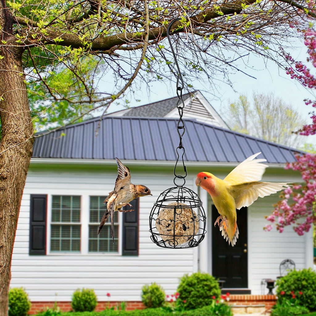 4-Pack Hanging Bird Feeders for Outdoors, Wild Bird Feeder Stations with Hooks, Balcony & Garden Bird Feeding Set, Durable Hanging Bird Feeder Stand for Small Birds, Hummingbirds & Songbirds