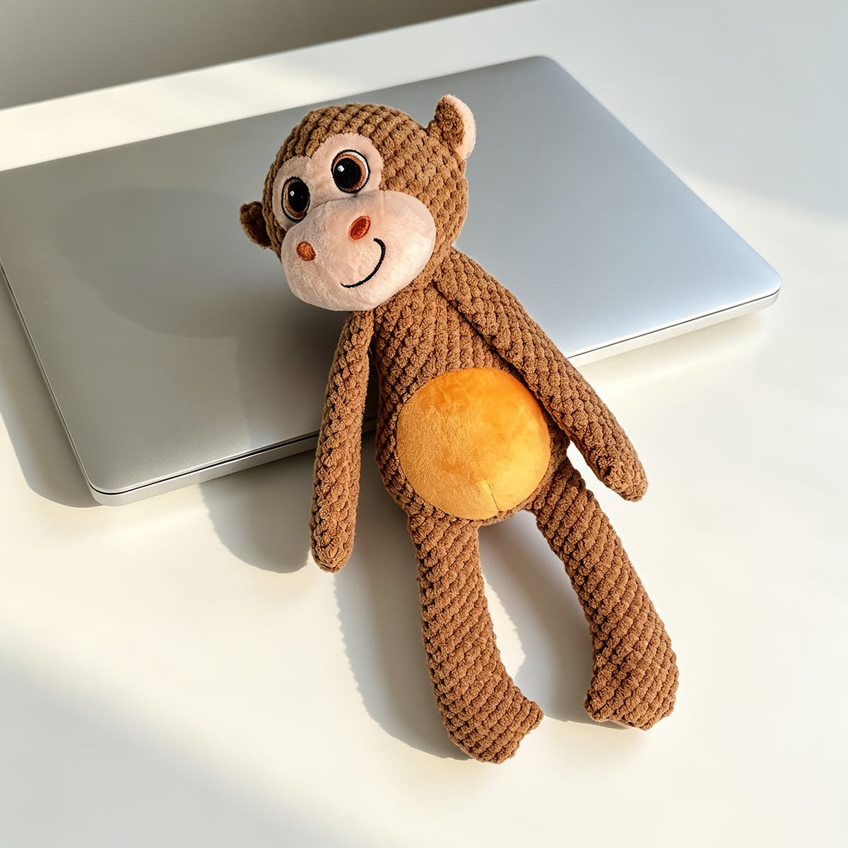 Extra Large Pet Squeaky Plush Toy for Dogs & Cats – Double-Layer Tear-Resistant Cartoon Monkey Interactive Chew Toy, Crinkle Stuffed Animal No Battery Required