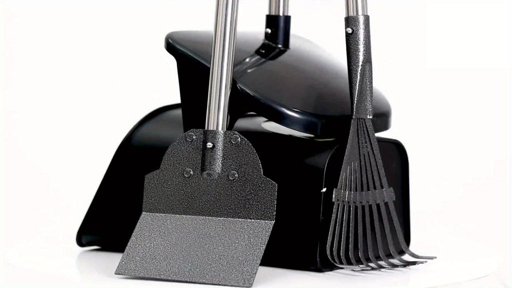 Dog Pooper Scooper Set Heavy Duty with Swivel Bin, Rake & Spade – Long Handle Pet Waste Removal Tool for Grass, Dirt & Gravel, Includes 40 Waste Bags, Great for Large Dogs