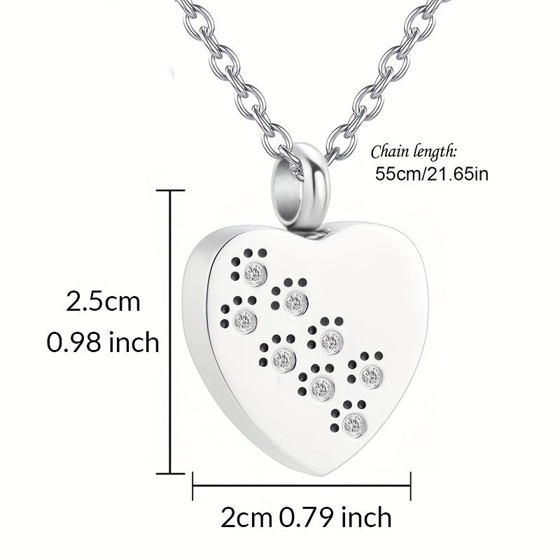 Personalized Pet Cremation Jewelry for Ashes - Custom Photo Urn Necklace with Paw Print Heart Pendant, Stainless Steel Memorial Locket for Dog & Cat Ashes, Includes Funnel Kit - Pet Loss Gift