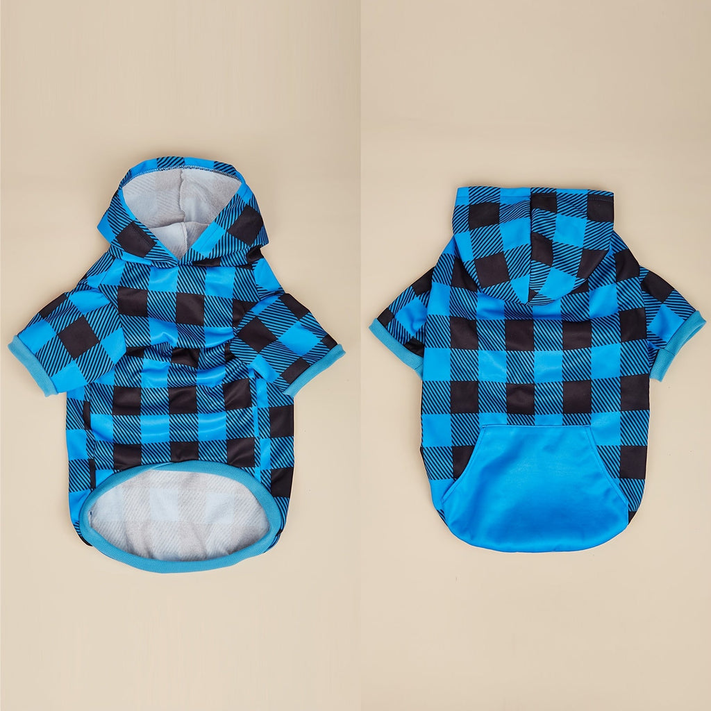 Dog Hoodie Plaid Sweatshirt for Pets – Cozy Hooded Pullover for Small & Large Dogs and Cats, XS to 5XL Sizes, Soft Warm Pet Sweater for Fall & Winter, Cute Matching Outfit Gift for Pet Lovers