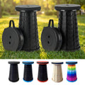 Collapsible Folding Stool 2-Pack 400lbs Capacity Portable Telescoping Retractable Seat for Camping Fishing Hiking Kitchen Outdoors – Lightweight Rainbow Stool – Black