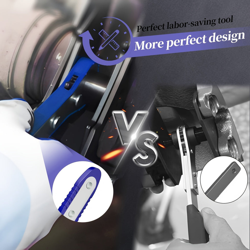 Brake Caliper Press Tool with 360° Swing Ratchet – Piston Spreader Pad & Hand Wrench Expander for Single, Twin & Quad Piston Disc Brake Calipers, Alloy Steel, Universal Fit for Cars & Trucks