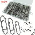 Fishing Snap Swivels 160pcs Stainless Steel Quick Connect Pins – Anti-Rust Lure Connector Hanging Ring for Sea Fishing Bass Saltwater Freshwater
