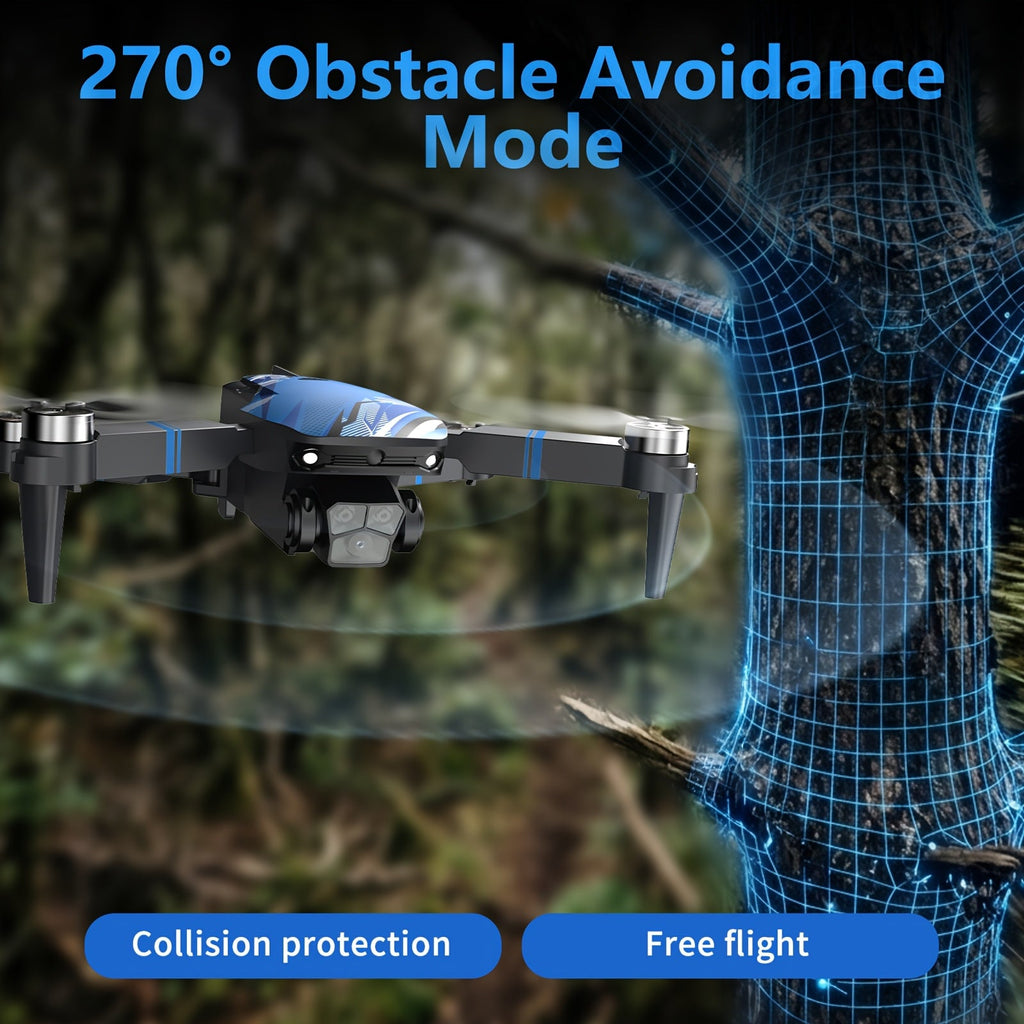 Foldable Drone with Camera for Adults Brushless Motor, 2.8-Inch LCD Screen Remote, 270° Obstacle Avoidance, Dual Camera, Altitude Hold, Headless Mode, 3D Flips, 32G SD Card – Beginner RC Quadcopter with 3 Speeds & One-Key Takeoff