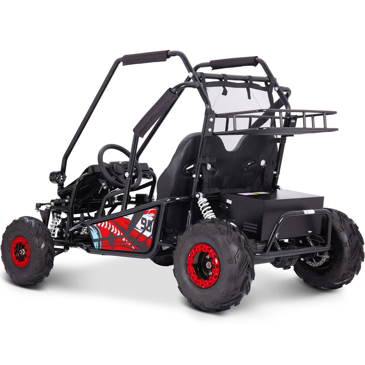 MotoTec Mud XL 60V 2000W 2-Seat Electric Go Kart – Full Suspension, 4-Point Harness, Bluetooth Speakers, 400 lb Capacity, Forward & Reverse, Off-Road Kids & Family Go Kart