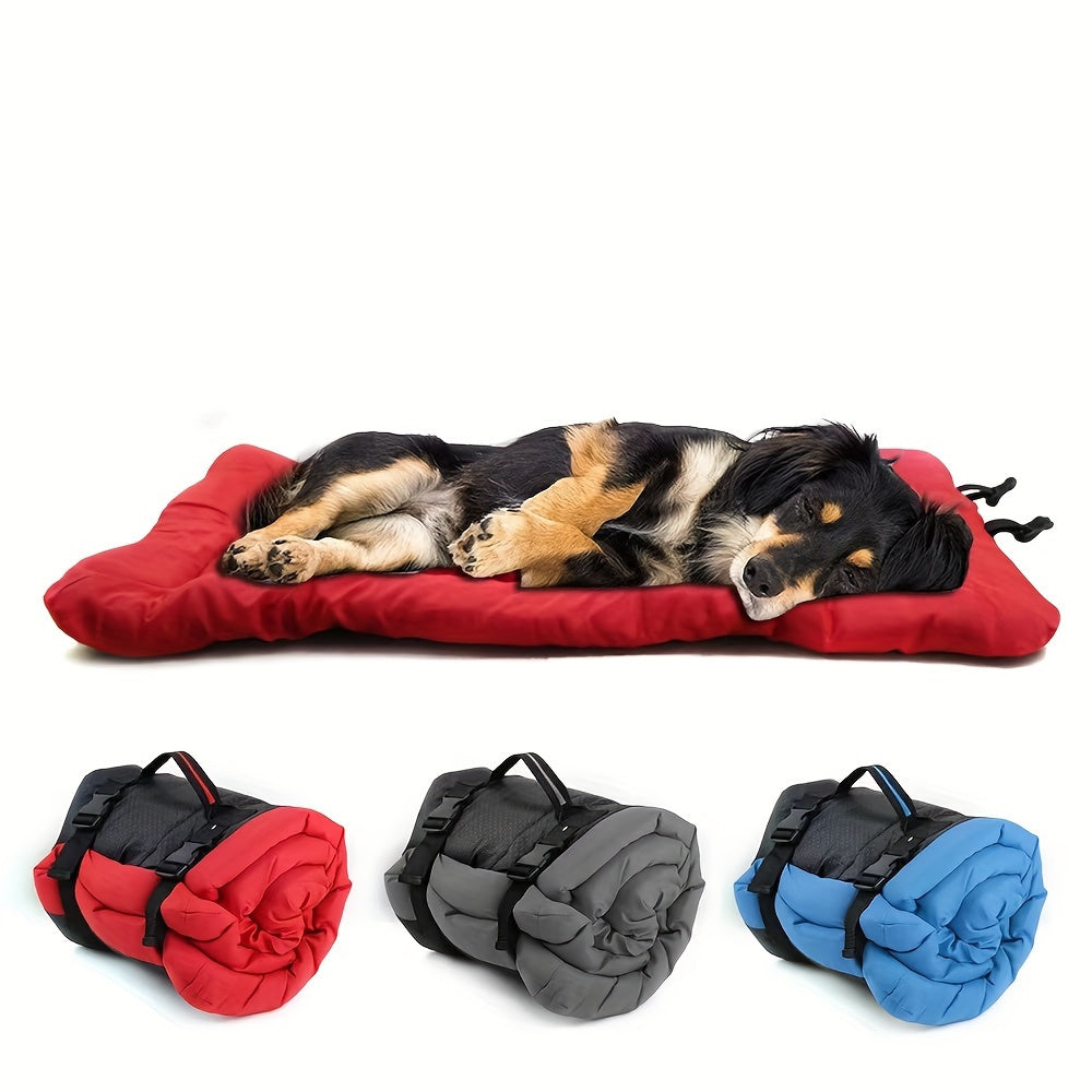 Portable Camping Dog Bed for Small Medium Large Dogs – Moisture-Resistant Thick Foldable Outdoor Pet Mat with Carry Handles, Durable Polyester Travel Dog Bed for Camping Hiking Home Use