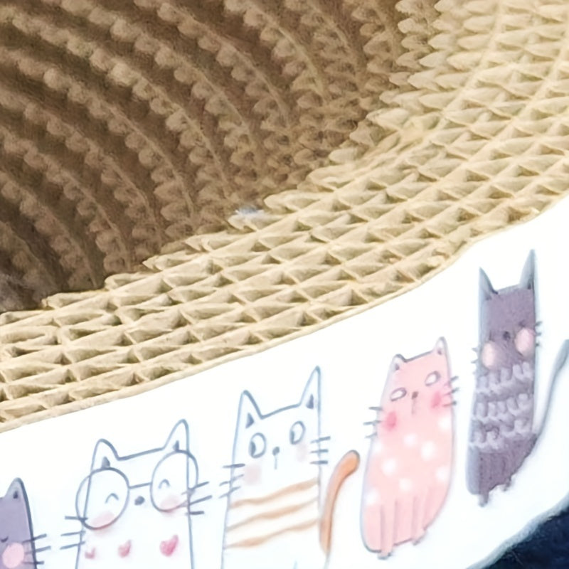 Oval Cat Scratching Board & Lounge Bed – 3-Pack Durable Cardboard Cat Scratcher with Resting Area, 3 Sizes S/M/L for Indoor Cats & Kittens, Space-Saving Flat Design