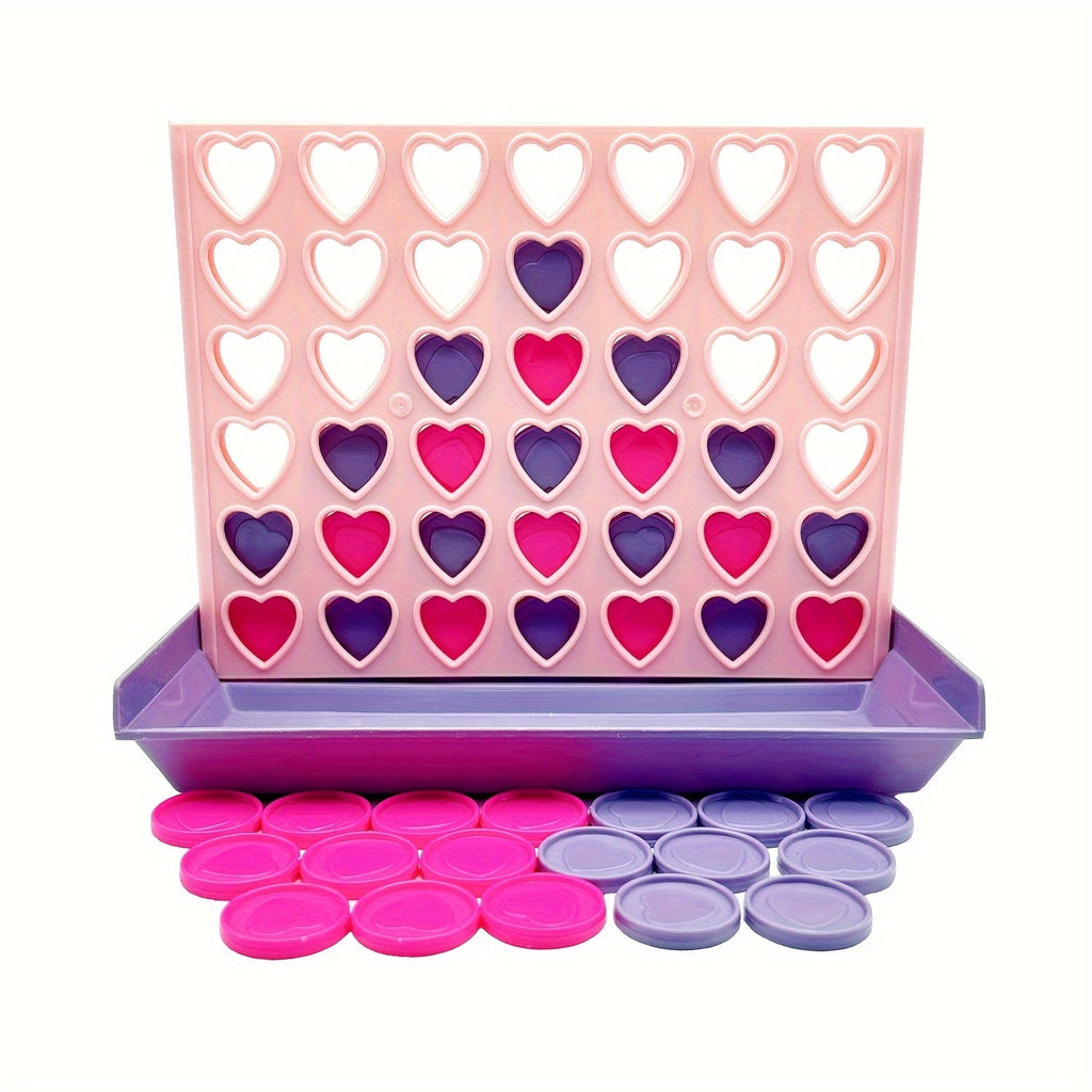 4 in a Row Travel Game Foldable Portable – Connect 4 Style Strategy Board Game for Kids & Family, Compact Parent-Child Fun, Valentine's Day Christmas Birthday Gift, Pink & Purple 7.9x6.5 Inches