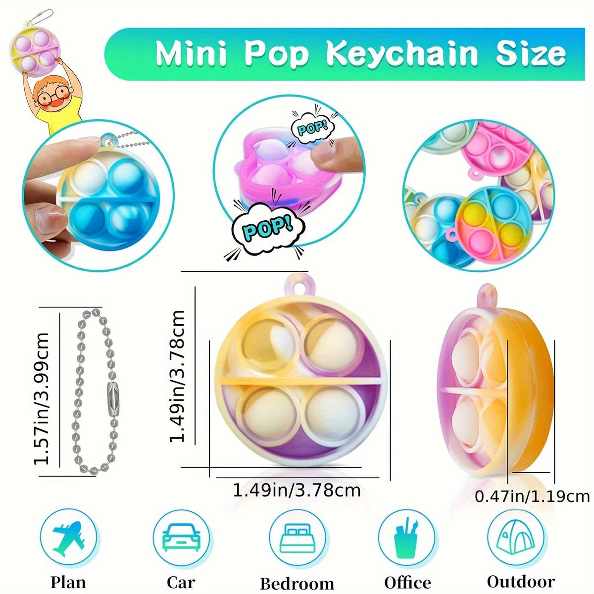 Mini Pop Bubble Fidget Sensory Toys 40 Pack - Push Bubble Stress Relief Toy for Kids, Assorted Random Colors, Classroom Prize Box Stuffers, Birthday Party Favor Goodie Bag Fillers, Anxiety Relief Toy
