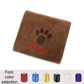 Personalized Pet Towel Custom Name Paw Print Embroidery Super Absorbent Bath Towel for Dogs Cats Puppies Kittens Bathing Swimming Grooming Gift Brown Purple Blue