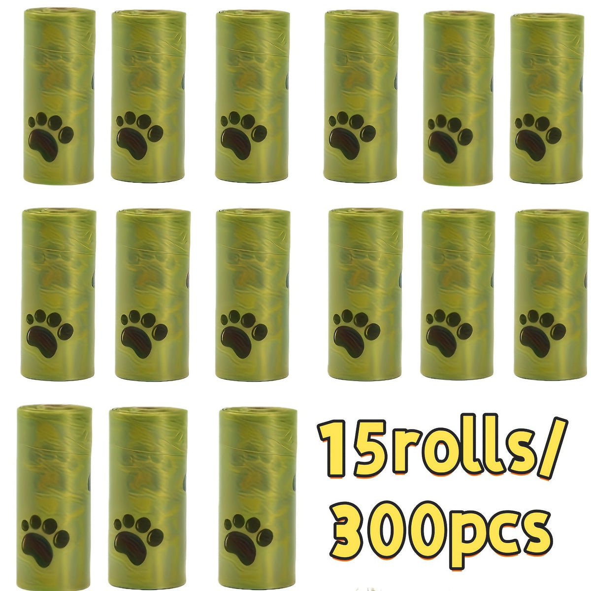 Dog Poop Bags 300 Count 15 Rolls - Thick Leak-Proof Pet Waste Bags with Cute Claw Print Design, Durable Bulk Dog Waste Bags for Outdoor Walks, Parks & Travel, Biodegradable-Friendly Pet Cleanup Bags