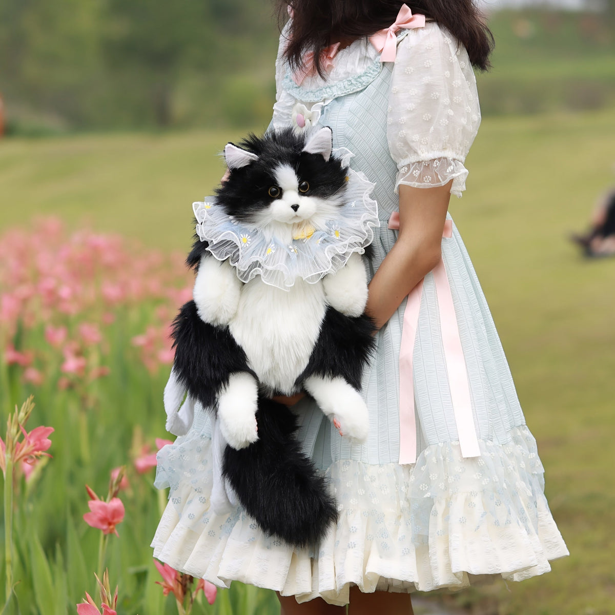 Chongker Handmade Tuxedo Cat Plush Backpack Stuffed Animal with Tuxedo Suit, Gift Box & Card – Cute Cat Backpackable Plush Toy for Women & Kids, Birthday Anniversary Gift for Cat Lovers