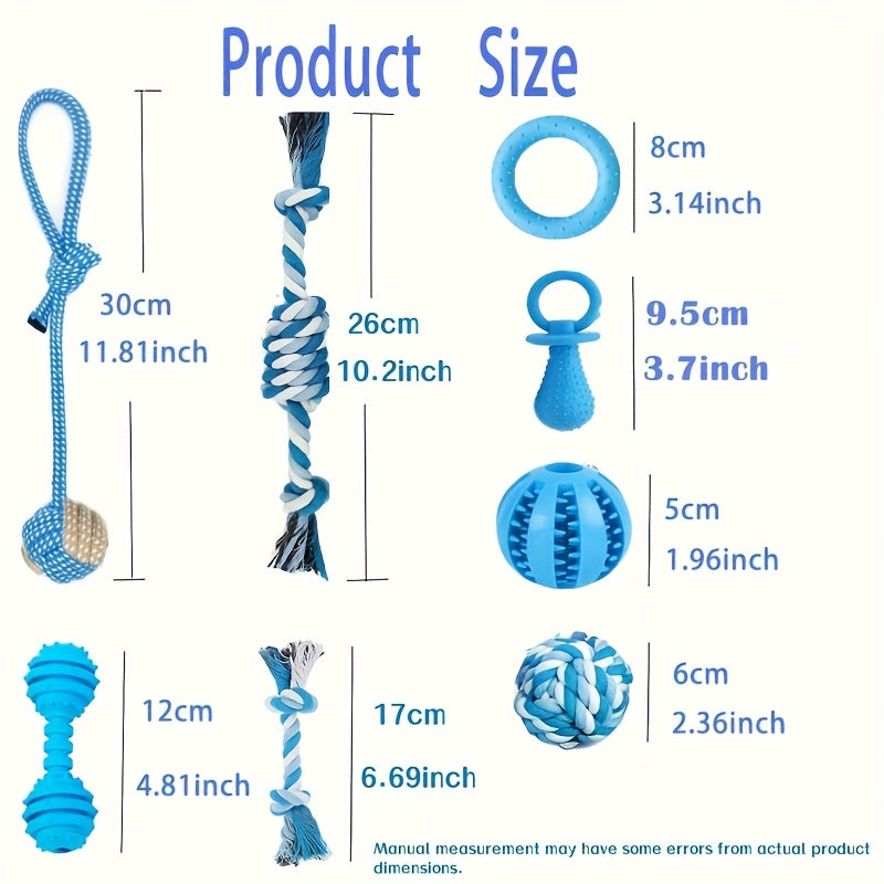 Dog Chew Toy Pack 5, 10 or 15 Pieces – Assorted Puppy Teething Toys with Rope Knots, Balls & Spiky Rings, Interactive Chewing & Entertainment Bundle for Small Dogs, Random Styles & Colors