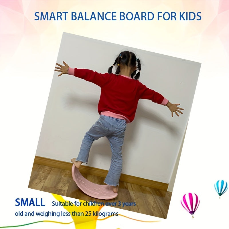 Kids Balance Board with Ball Curved Wobble Board Children Educational Sport Toy Improves Core Strength Coordination Stability Training Indoor Outdoor Toy Gift Pink Yellow Blue