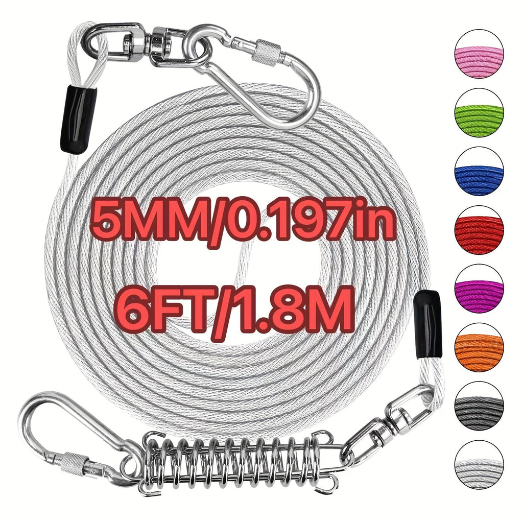 Heavy Duty Dog Leash 6 10 15 30 50 75 100 Feet Long Training Tie Out Cable for Large Dogs Up to 500 lbs Durable Bite-Resistant Yard Running Rope Lead