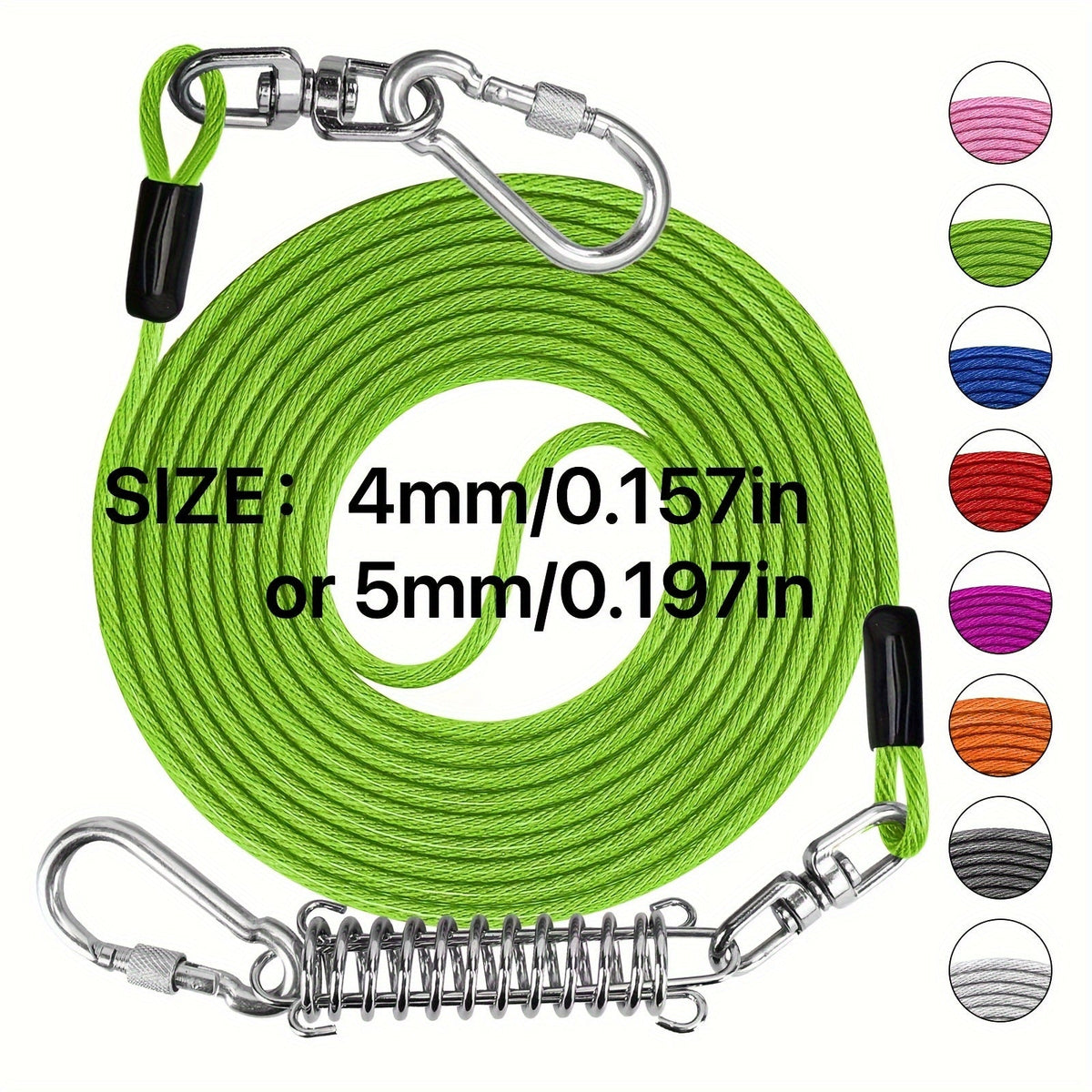 Heavy Duty Dog Leash 6 10 15 30 50 75 100 Feet Long Training Tie Out Cable for Large Dogs Up to 500 lbs Durable Bite-Resistant Yard Running Rope Lead