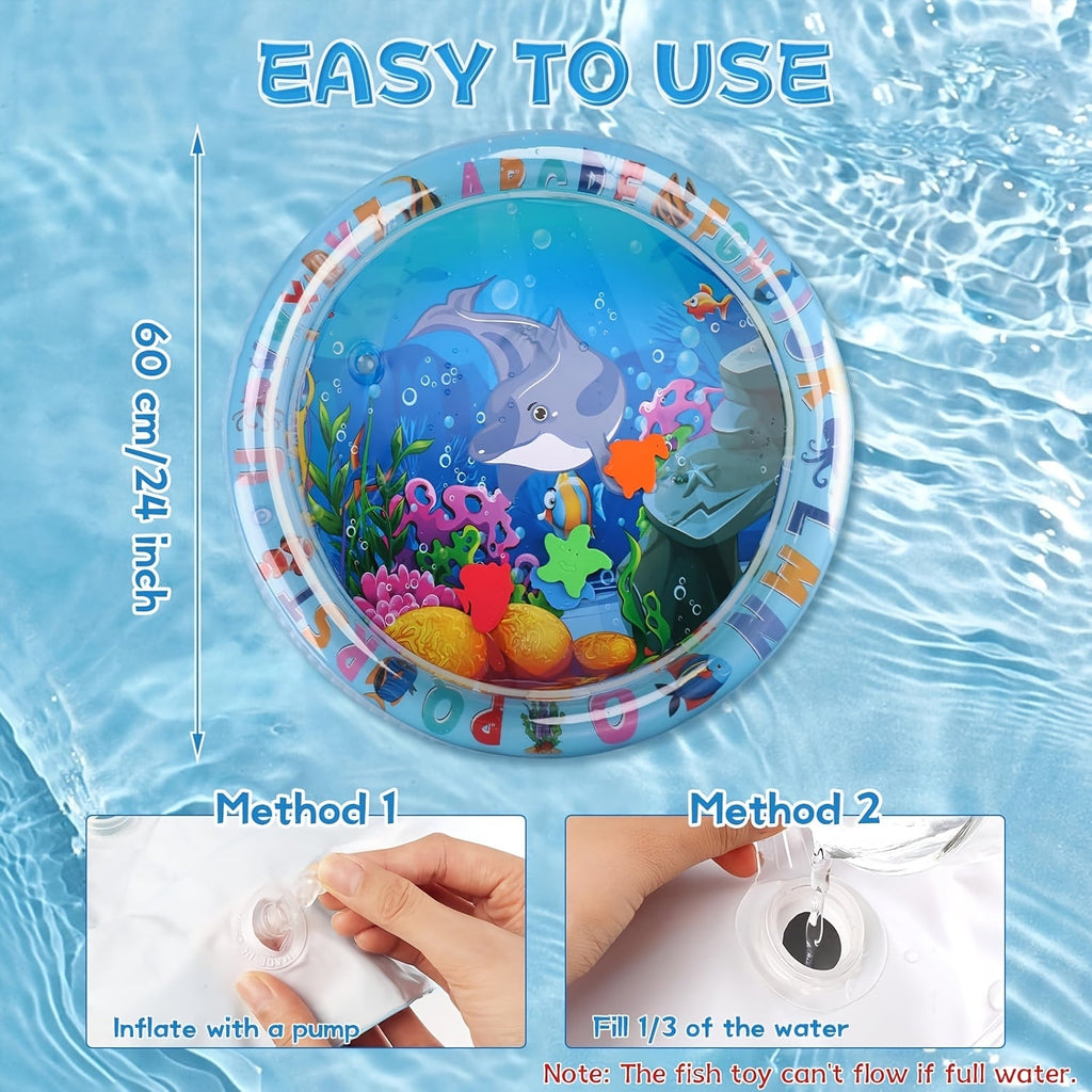 Interactive Cat Water Play Mat with Floating Fish – Splash-Proof PVC Sensory Toy for Indoor Cats, No Battery Needed, Boredom Relief Fun Cat Pad for Medium Breeds