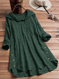 Women's Plaid Hooded Long Sleeve Drawstring Shirt | Asymmetrical Hem Waist-Tied Blouse Casual Autumn Outerwear Top