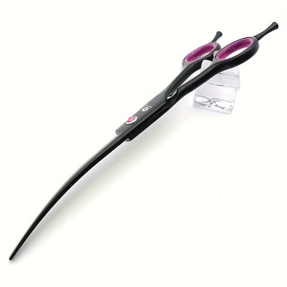 7 Inch Professional Dog Grooming Scissors Set 4-Piece Straight Thinning Curved Chunkers with Comb & Case 6CR Stainless Steel Sharp Durable Pet Grooming Shears Black