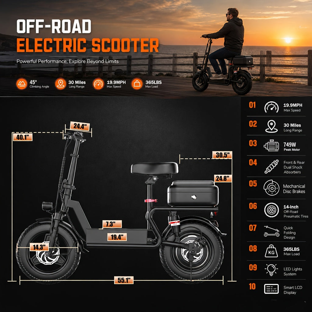 G11 Electric Scooter with Cushion Seat 54.6V – Foldable Commuter E-Scooter with Padded Saddle for Adults, Urban Commuter Trips, Comfortable Long-Ride Design