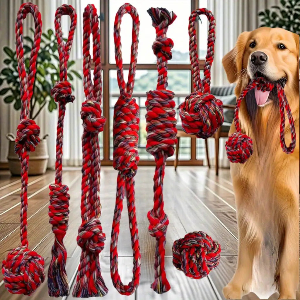 7-Piece Dog Rope Knot Chew Toy Set – Durable Interactive Tug & Teeth Cleaning Rope Toys for Small, Medium & Large Dogs, Indoor & Outdoor Training Play Set for Puppies and Adult Dogs