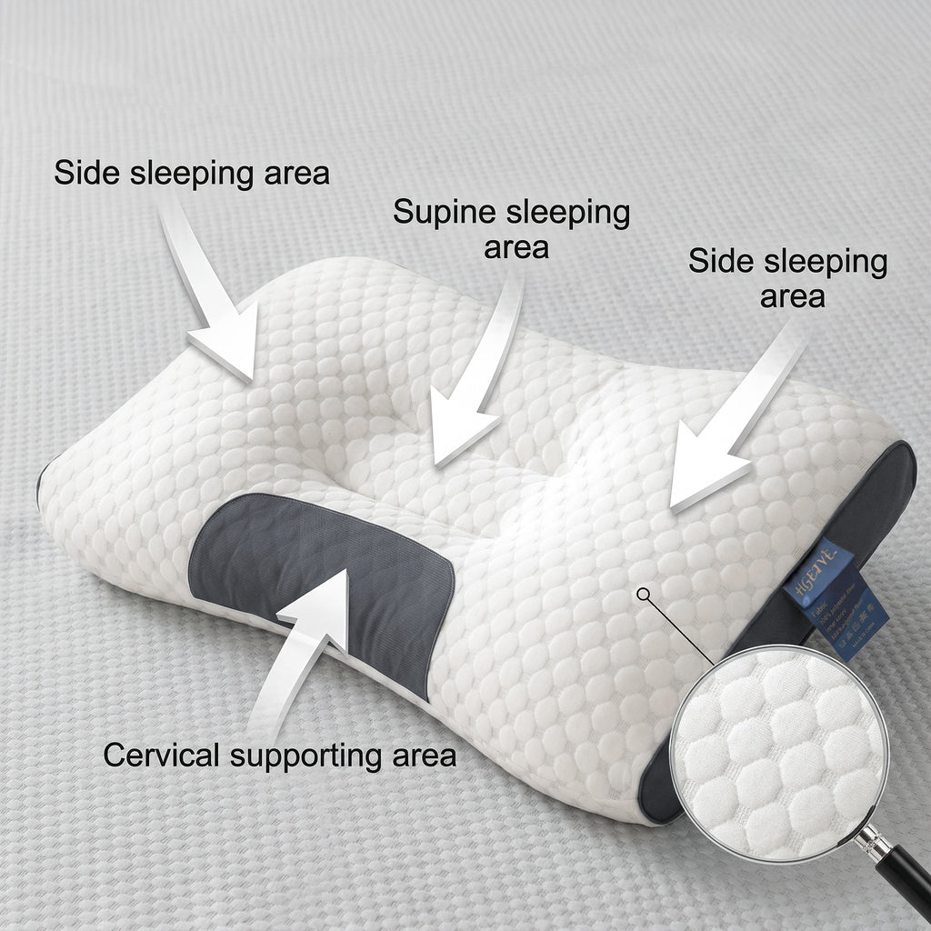 Ergonomic Neck Pillow 2-Pack – Breathable Fabric Cervical Support Pillow with Removable Zippered Pillowcase, Relieves Shoulder & Neck Pressure, Available in 5 Colors for Home & Office Use