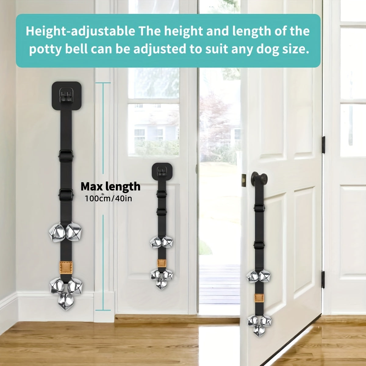 Dog Potty Training Bells for Door – Adjustable Height Doorbell for Dogs to Go Outside, No Battery Needed, Durable Pet Door Bell for Housetraining Puppies & Dogs, Single or Double Pack, Multiple Colors