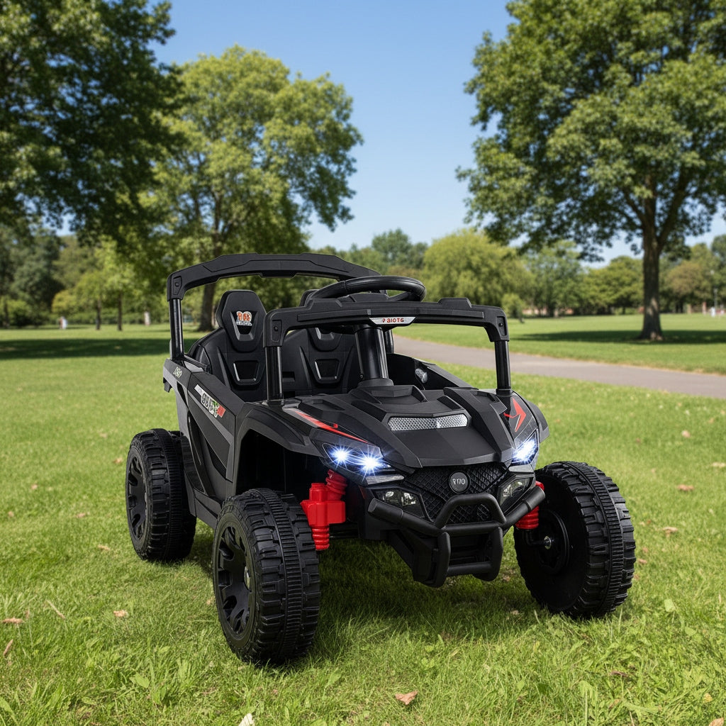 12V Kids Electric Ride-On UTV Car - Dual Drive Mode with Parental Remote Control, 3 Speeds, LED Headlights, Music, Spring Suspension & Safety Belt | Outdoor Toy for Boys and Girls Ages 3+