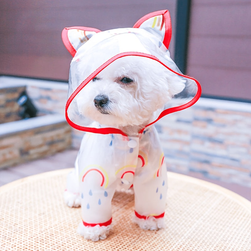 Dog Raincoat for Small Dogs - Cute Rainbow Pattern Waterproof Puppy Jumpsuit, All-Season Rain Jacket with Press Buckle Closure, Lightweight Dog Rain Coat for Small Breeds, Fun Pet Rain Outfit