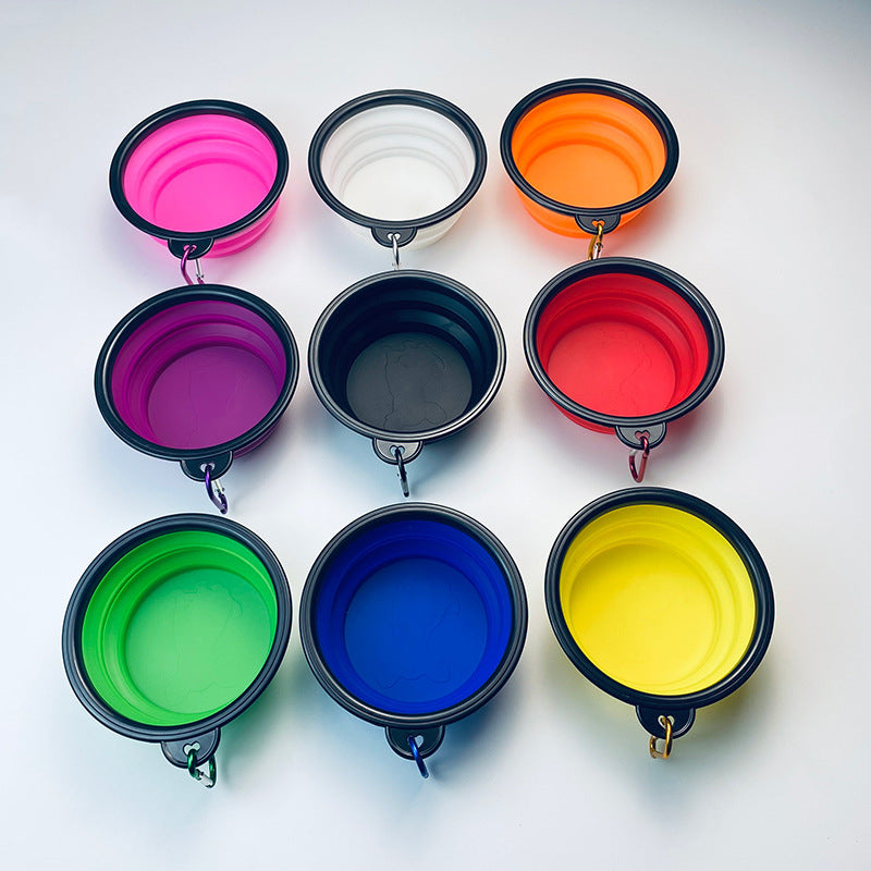 Foldable Pet Travel Bowls 5-Pack – Portable Collapsible Dog & Cat Food Water Bowls with Hanging Hook & Easy-Grip Handle for Camping, Hiking & Home Use, Random Colors