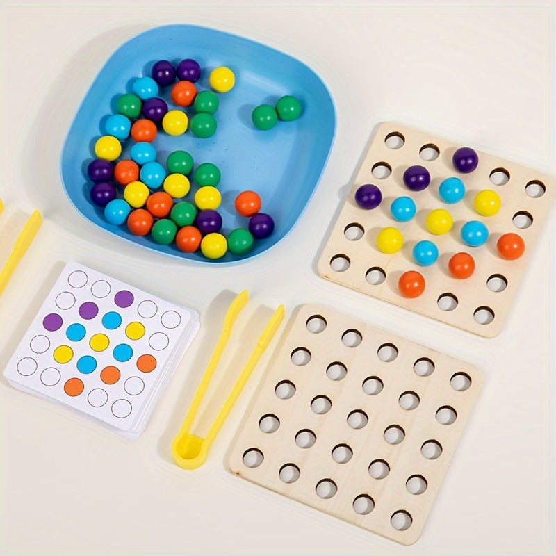 Wooden Bead Picking Competitive Game for Kids & Family - Fine Motor Skills Educational Toy, Beads Battle Chopstick Dexterity Game, Fun Gift for Boys Girls Ages 3+, Halloween Christmas Birthday Present
