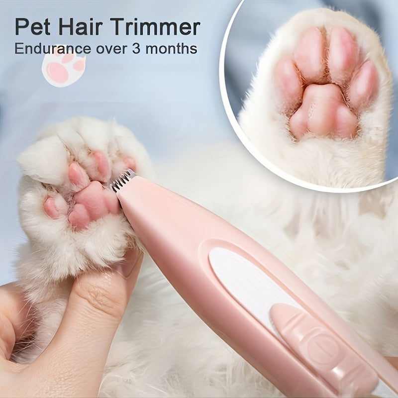 Quiet Pet Grooming Kit – Rechargeable Cordless Dog & Cat Hair Clippers, Low-Noise Paw Trimmer & Nail Polisher, USB Powered, Professional At-Home Pet Grooming Tool Set