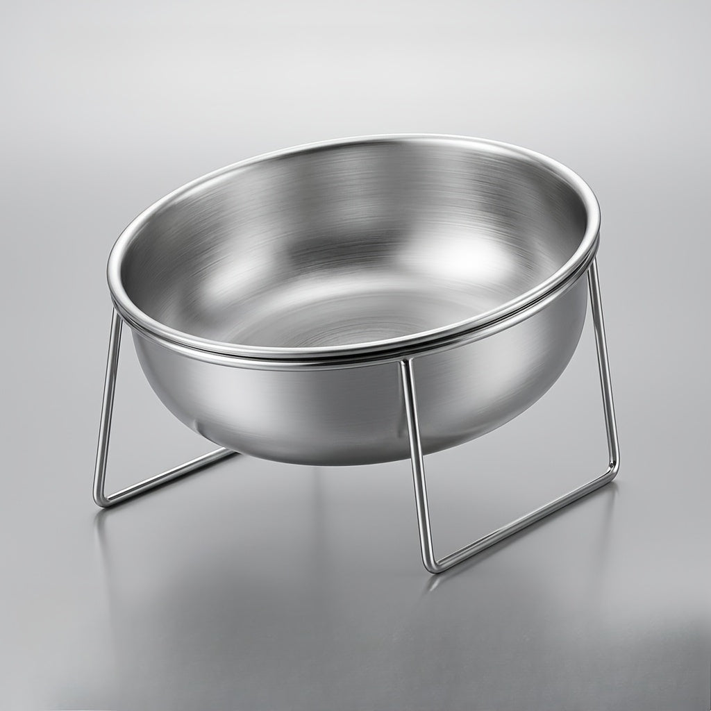Elevated Dog & Cat Bowl Set – 15° Tilted Stainless Steel Raised Food & Water Bowl with Stand, Anti-Choke Ergonomic Design for Small Dogs & Cats – 2-Piece Bowl + Stand Set