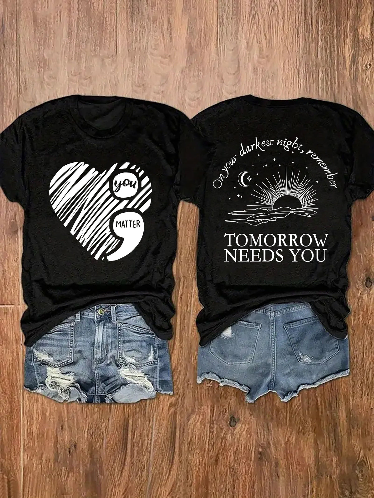 Women's You Matter Print T-Shirt Front and Back Crew Neck Casual Short Sleeve Top S M L XL XXL Pink White Black Red Blue Gray