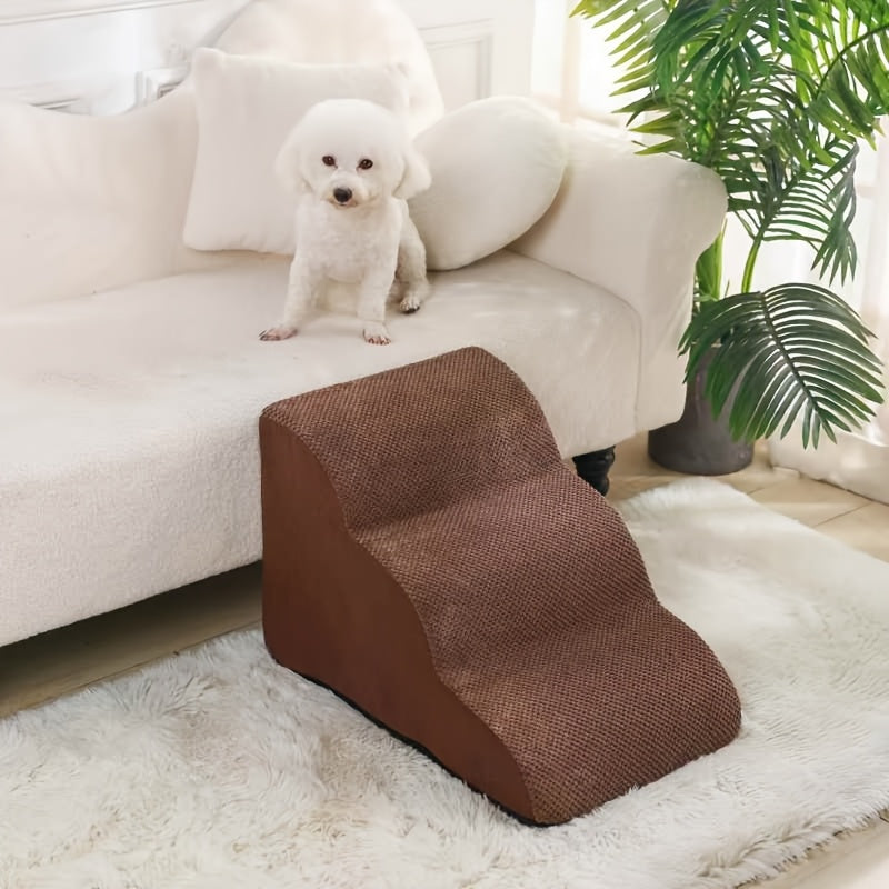 Dog Stairs for High Beds & Sofa Pet Steps Ramp Sponge Foam Slope for Small Dogs Cats Memory Rebound Density 28-32 Non-Slip Cat Stair 22.83x12.2x11.02 Inch Gray Green