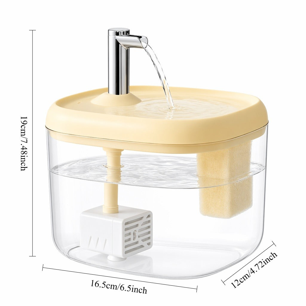 Faucet Fountain Pet Water Dispenser for Cats Dogs - Large Capacity Silent Automatic Circulation Cooling Water Fountain No Battery Required - Summer Pet Hydration Station Gray Yellow White