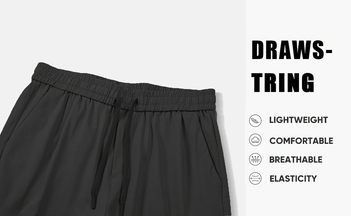 Men's Cargo Pants 2-Pack Multi-Pocket Elastic Waist Drawstring Hiking Trousers Breathable Loose Straight Fit All Season Black Khaki Dark Grey Sizes S-XXL