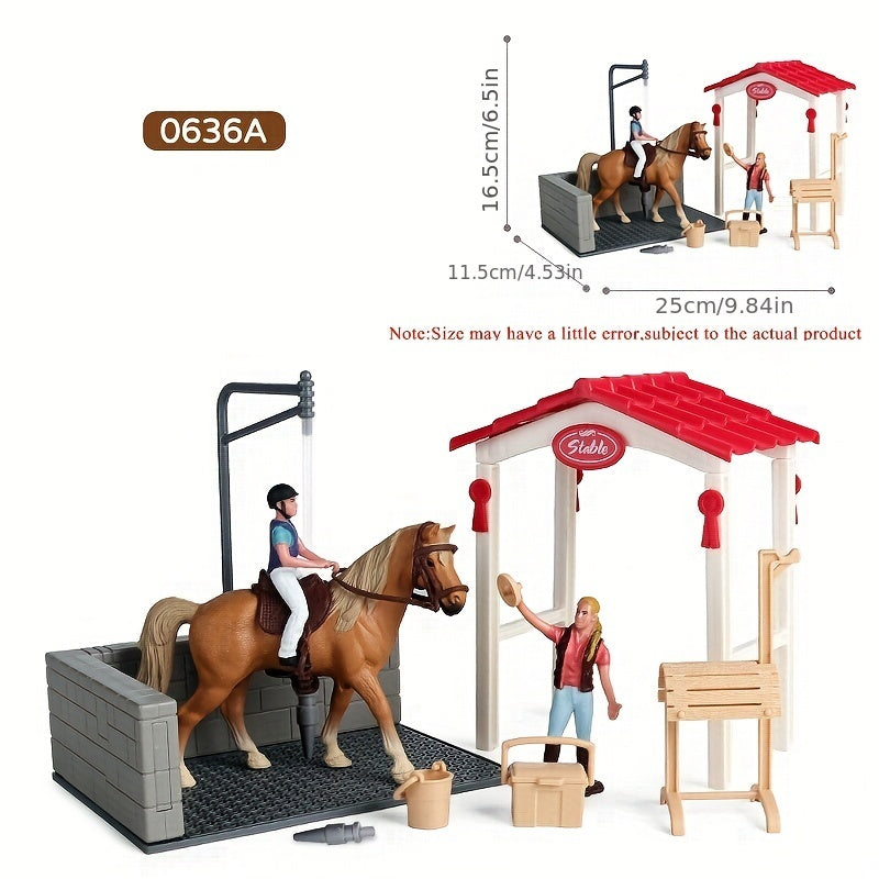 Deluxe Farm Ranch Playset with Stable & Horses – PVC Horseback Riding Scene with Rider, Horses, Fence & Cowboy Accessories | Kids Pretend Play Toy for Boys & Girls | Christmas Birthday Gift