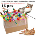 Mixed Cat Toy Set 16/32/64/200pcs - Assorted Interactive Plastic Feather & Polyester Toys for Cats, Random Colors & Styles, Bulk Cat Toys for Multiple Cats & Kittens, Daily Playtime Variety Pack