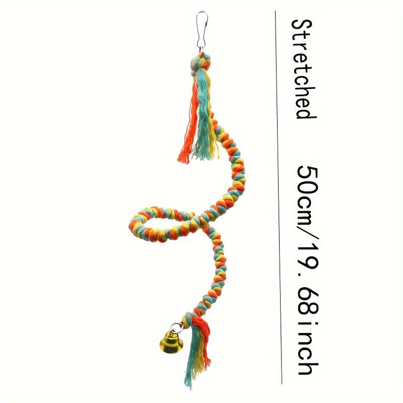 Colorful Parrot Rope Climbing Toy Spinning Beak Grinding Chewing Hanging Toy Bird Cage Decoration for Budgies Cockatiels Conures Lovebirds Random Color