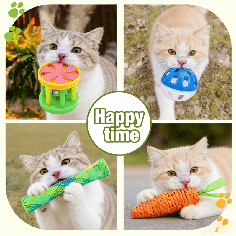 Cat Toys 18-21 Piece Variety Pack – Random Color Style & Material Kitten Toy Assortment, Interactive Feather Balls & Teaser Toys for Indoor Cats, No Battery Required, Fun Gift Set for Cat Lovers