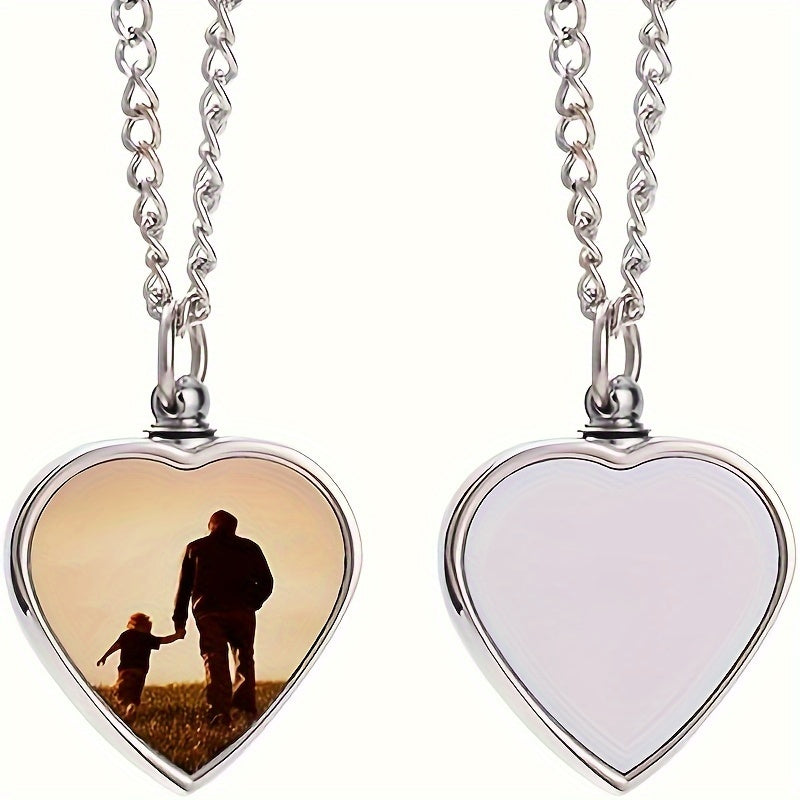 Custom Photo Necklace Personalized Memorial Pendant – Metal Keepsake Jewelry with Chain, Pet Loss Anniversary Birthday Gift for Men & Women, Unisex Silver Memorial Necklace