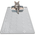 XXL Silicone Cat Litter Mat 3-in-1 – Washable Non-Slip Floor Protector with Raised Edges, Traps Litter, Kibble & Crumbs, Foldable Pet Feeding Mat for Cats, 34x22 Inch, Light Grey & Dark Gray