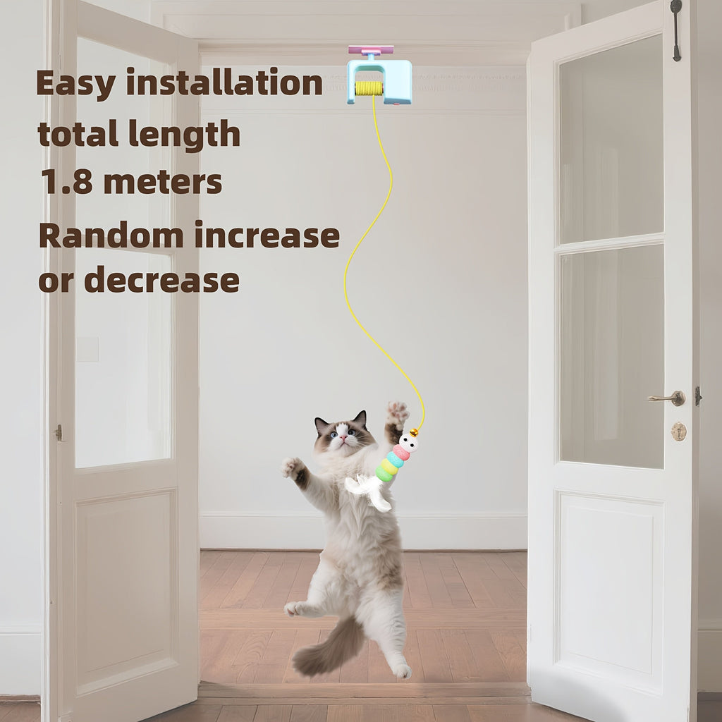 Automatic Swing Cat Toy with USB Charging - Interactive Hanging Door Cat Ball with Feathers, Auto Swinging Kitten Toy for Indoor Entertainment, Fits All Cat Breeds, Busy Pet Owner Approved