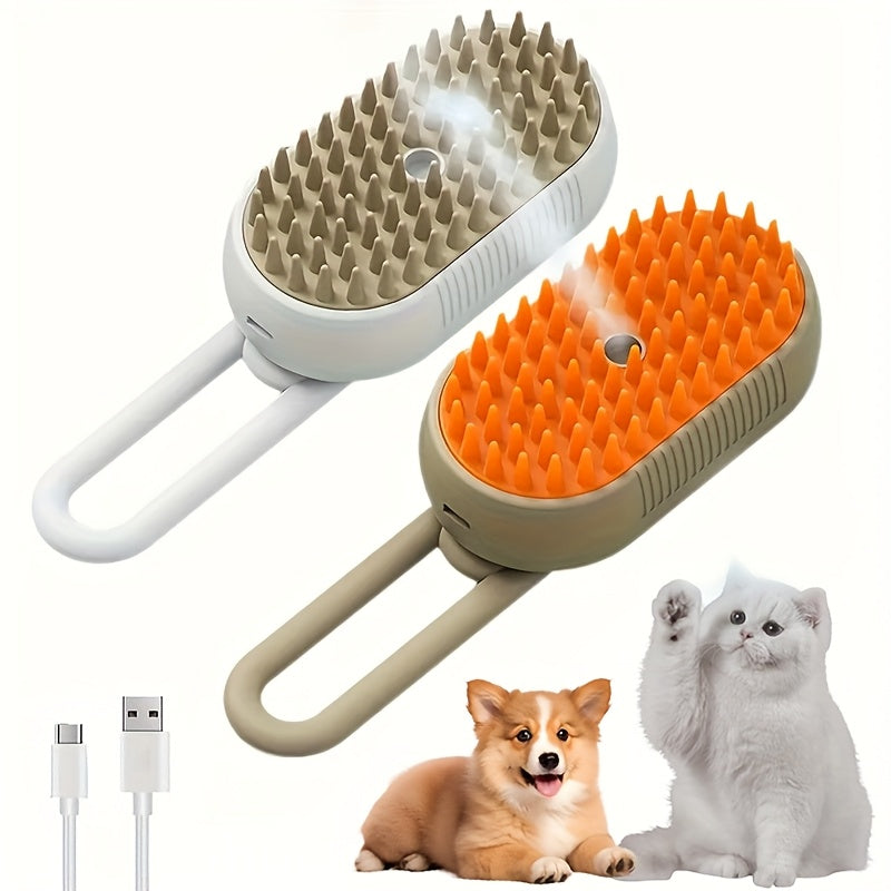 3-in-1 Self-Cleaning Pet Grooming Brush with Steam Spray - Deshedding Tool for Cats & Dogs, One-Click Hair Removal, 2026 New Model